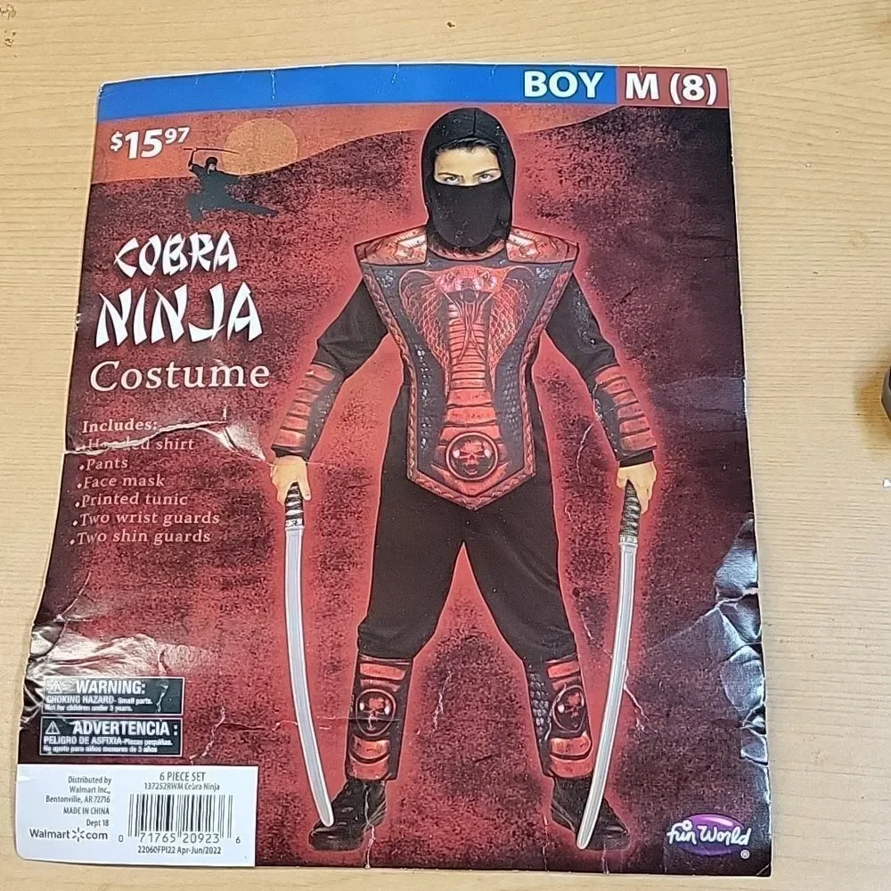 Cobra Ninja with sword Costume‎ Halloween Boys 7pc Set Red Med (8)